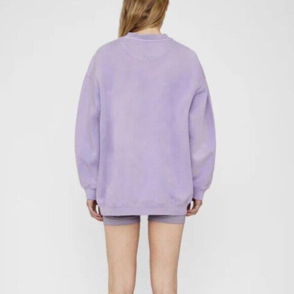 Anine Bing Tyler Sweatshirt Washed Lavender XXS Purple Organic Cotton Jumper - Picture 3 of 6